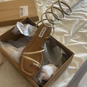 Gladiator gold snake flat sandals